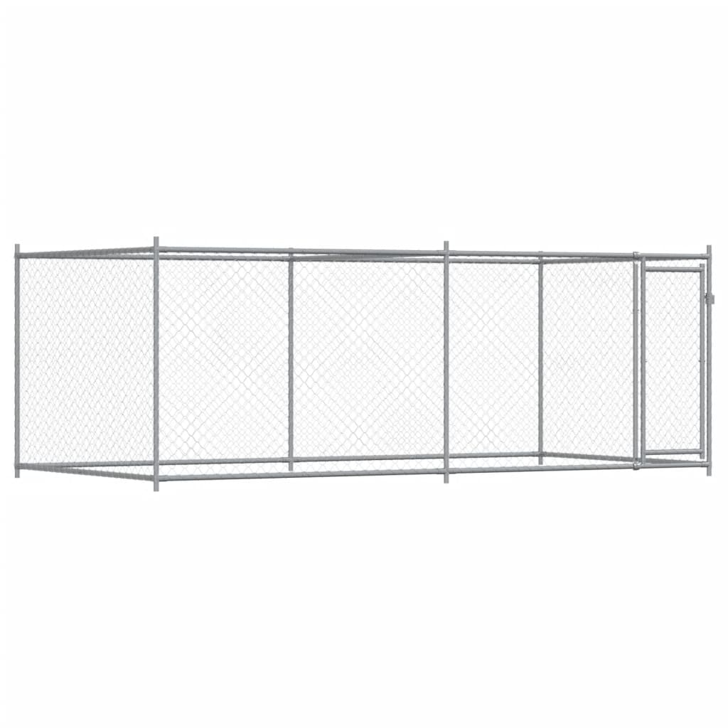 Gabbia per Cani con Porta Grigia 4x2x1,5 m in Acciaio Zincato | homemem39