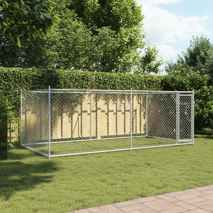 Gabbia per Cani con Porta Grigia 4x2x1,5 m in Acciaio Zincato | homemem39