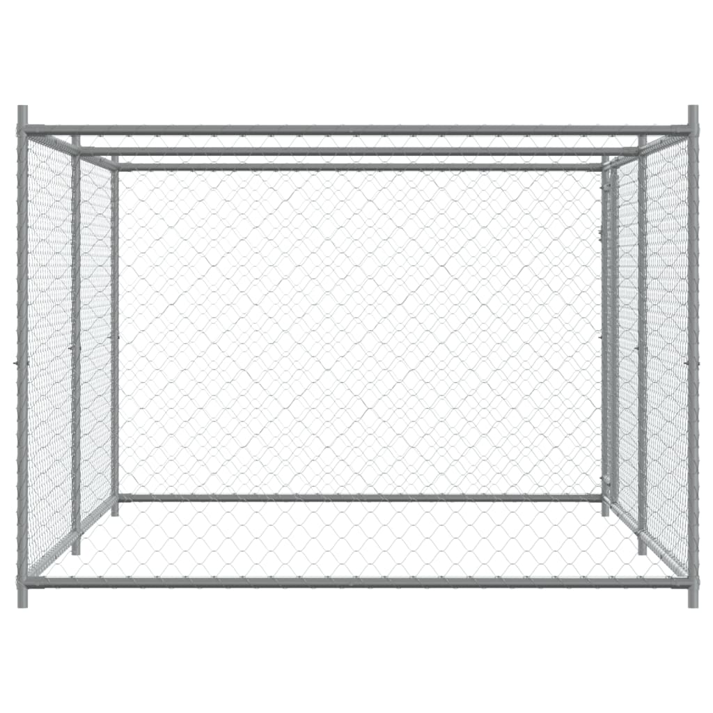 Gabbia per Cani con Porta Grigia 4x2x1,5 m in Acciaio Zincato | homemem39