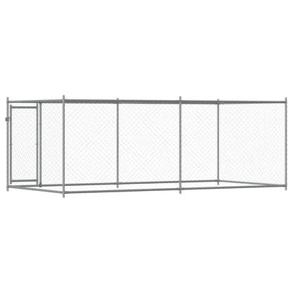 Gabbia per Cani con Porta Grigia 4x2x1,5 m in Acciaio Zincato | homemem39