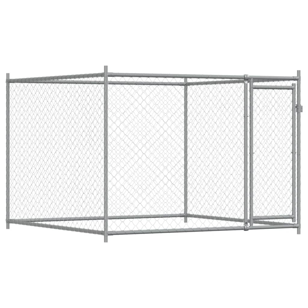 Gabbia per Cani con Porta Grigia 4x2x1,5 m in Acciaio Zincato | homemem39