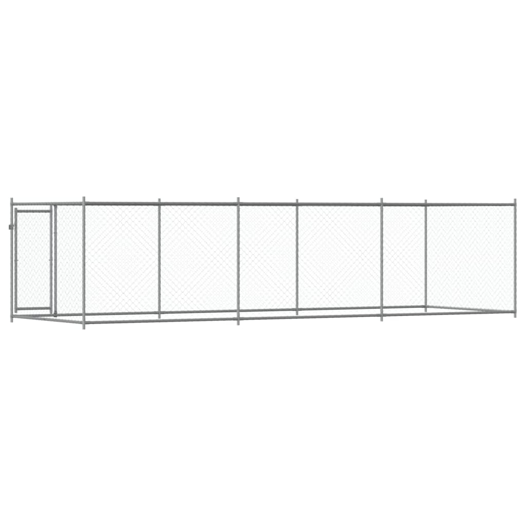 Gabbia per Cani con Porta Grigia 6x2x1,5 m in Acciaio Zincato | homemem39