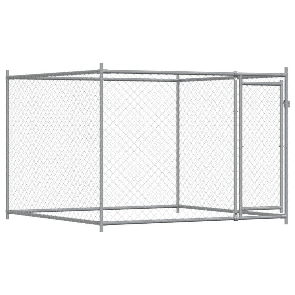 Gabbia per Cani con Porta Grigia 6x2x1,5 m in Acciaio Zincato | homemem39