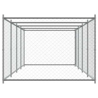 Gabbia per Cani con Porta Grigia 8x2x1,5 m in Acciaio Zincato | homemem39