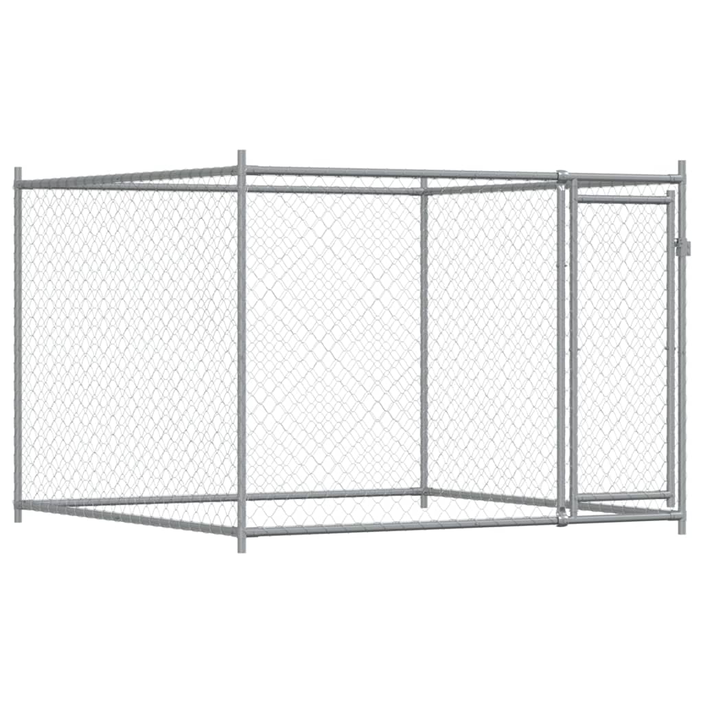 Gabbia per Cani con Porta Grigia 10x2x1,5 m in Acciaio Zincato | homemem39