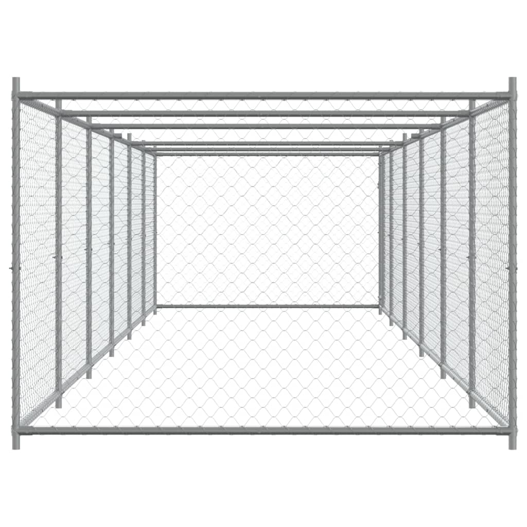 Gabbia per Cani con Porta Grigia 12x2x1,5 m in Acciaio Zincato | homemem39