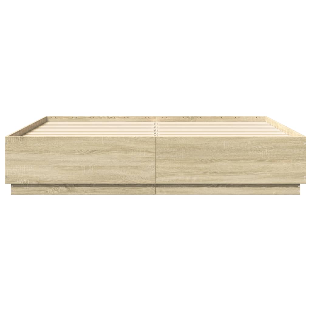 Giroletto Cassetti Luci LED Sonoma 200x200 cm Legno Multistrato