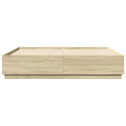 Giroletto Cassetti Luci LED Sonoma 200x200 cm Legno Multistrato