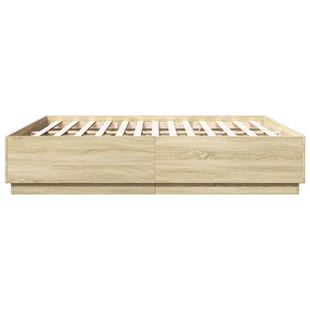 Giroletto Cassetti Luci LED Sonoma 200x200 cm Legno Multistrato