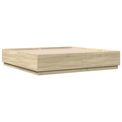 Giroletto Cassetti Luci LED Sonoma 200x200 cm Legno Multistrato