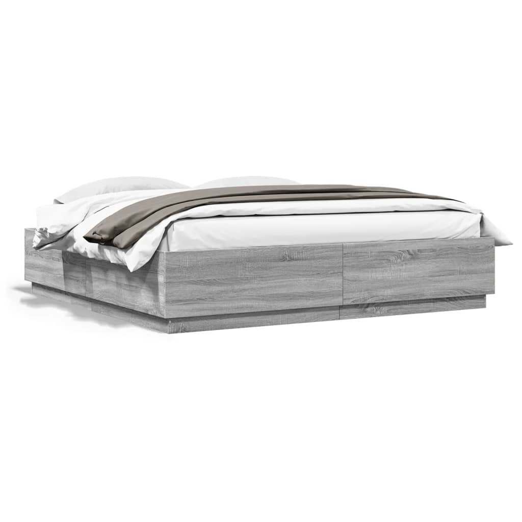 Giroletto Luci LED Grigio Sonoma 200x200 cm Legno Multistrato