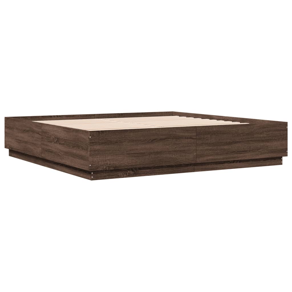 Giroletto Luci LED Rovere Marrone 200x200 cm Legno Multistrato