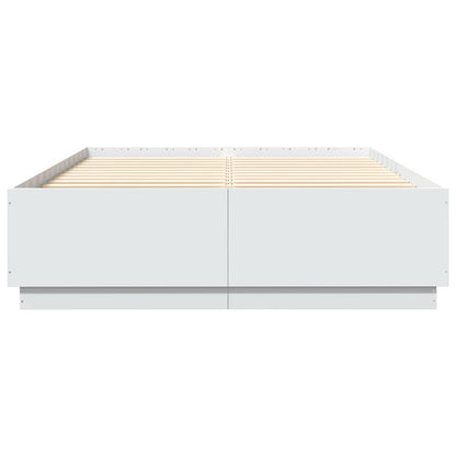 Giroletto con Luci LED Bianco 160x200 cm in Legno Multistrato - homemem39