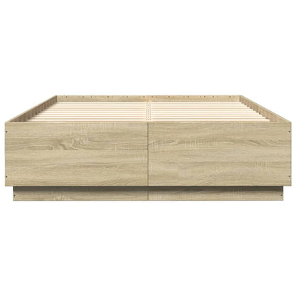 Giroletto Luci LED Rovere Sonoma 160x200 cm Legno Multistrato