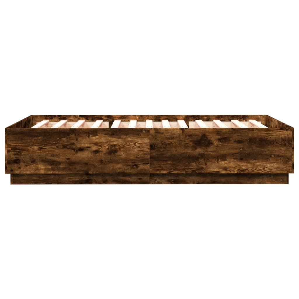 Giroletto con Luci LED Rovere Fumo 160x200 cm Legno Multistrato - homemem39