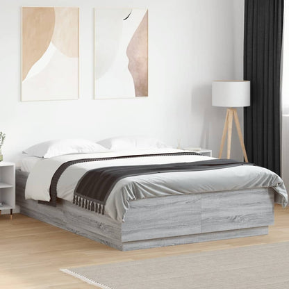 Giroletto Luci LED Grigio Sonoma 160x200 cm Legno Multistrato | homemem39