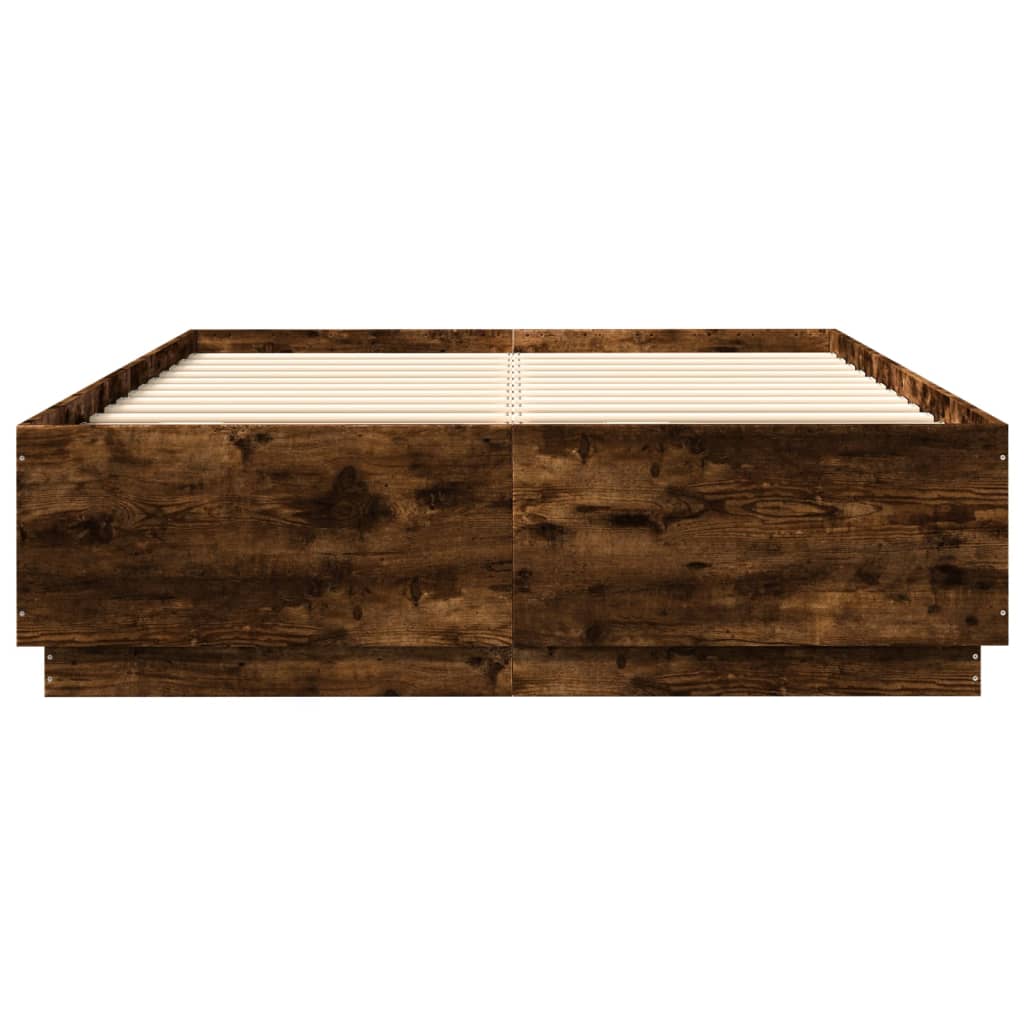 Giroletto con Luci LED Rovere Fumo 150x200 cm Legno Multistrato