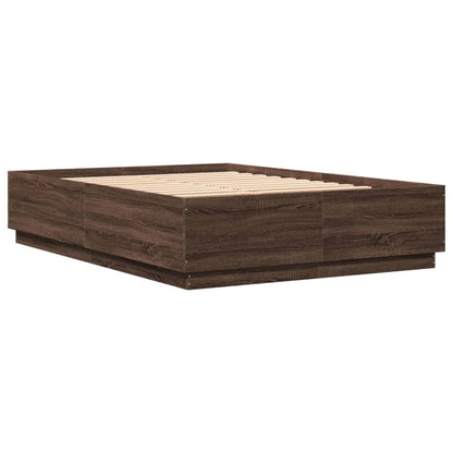 Giroletto Luci LED Rovere Marrone 150x200 cm Legno Multistrato