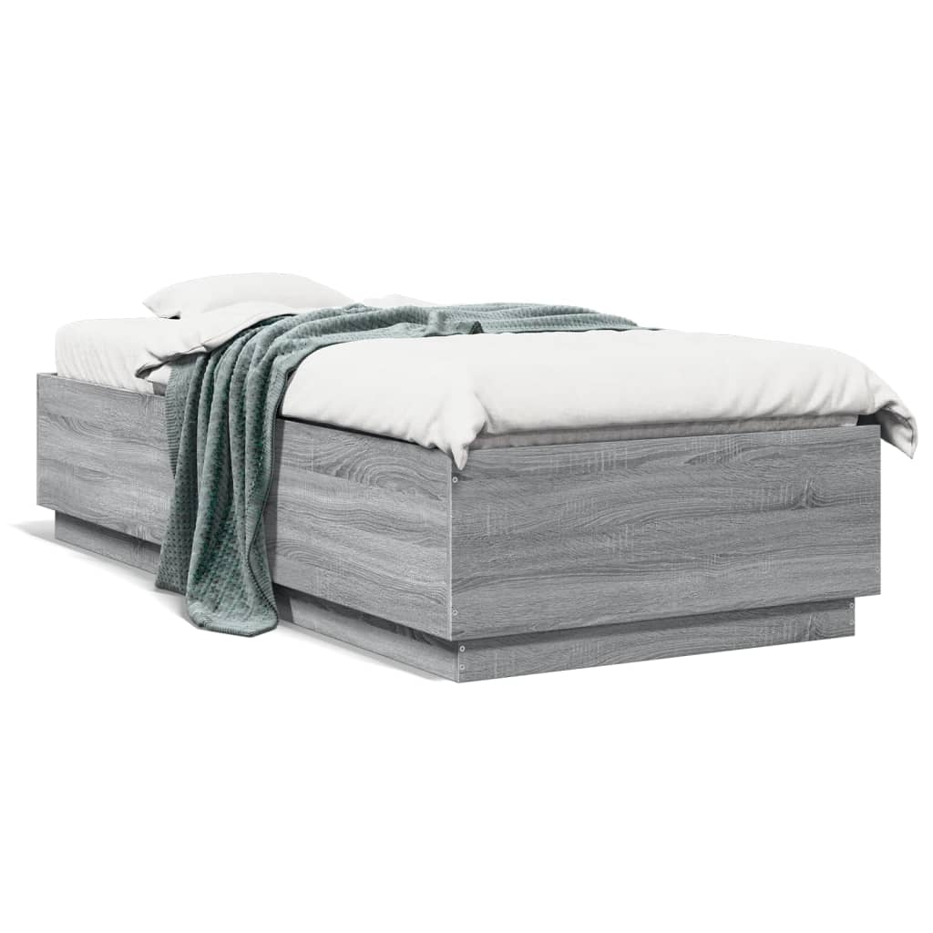 Giroletto Luci LED Grigio Sonoma 100x200cm in Legno Multistrato | homemem39