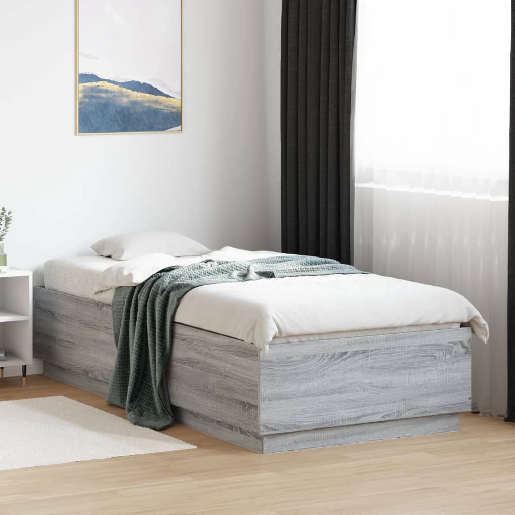 Giroletto Luci LED Grigio Sonoma 100x200cm in Legno Multistrato | homemem39