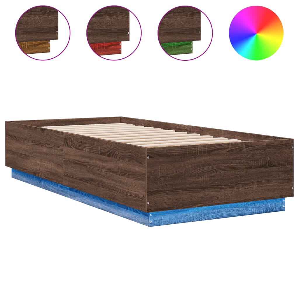 Giroletto Luci LED Rovere Marrone 100x200 cm Legno Multistrato | homemem39