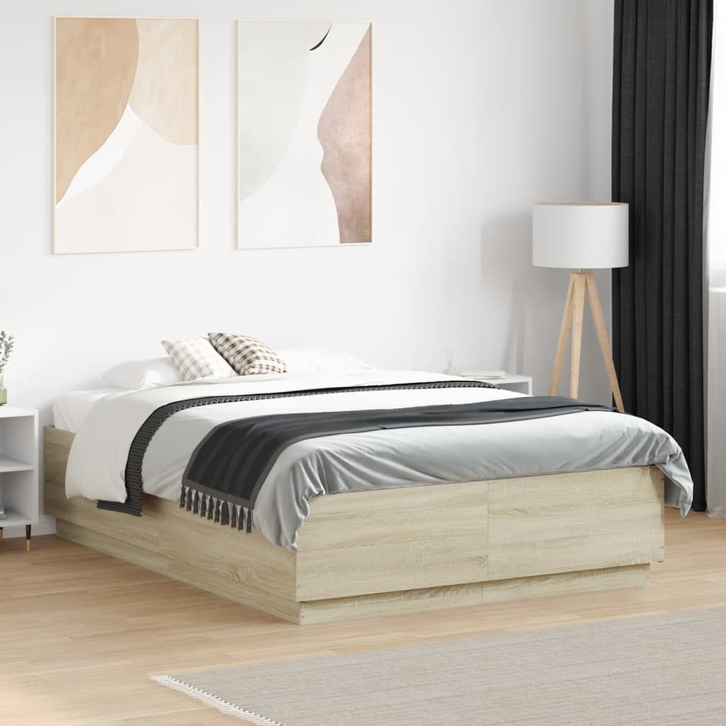 Giroletto Luci LED Rovere Sonoma 140x190 cm Legno Multistrato | homemem39