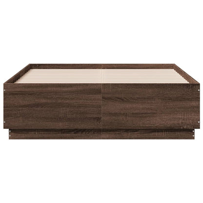 Giroletto Luci LED Rovere Marrone 140x190 cm Legno Multistrato