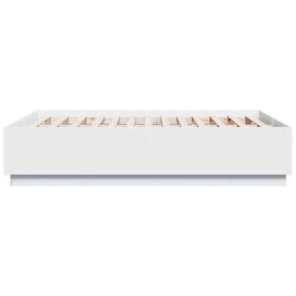 Giroletto con Luci LED Bianco 135x190 cm in Legno Multistrato