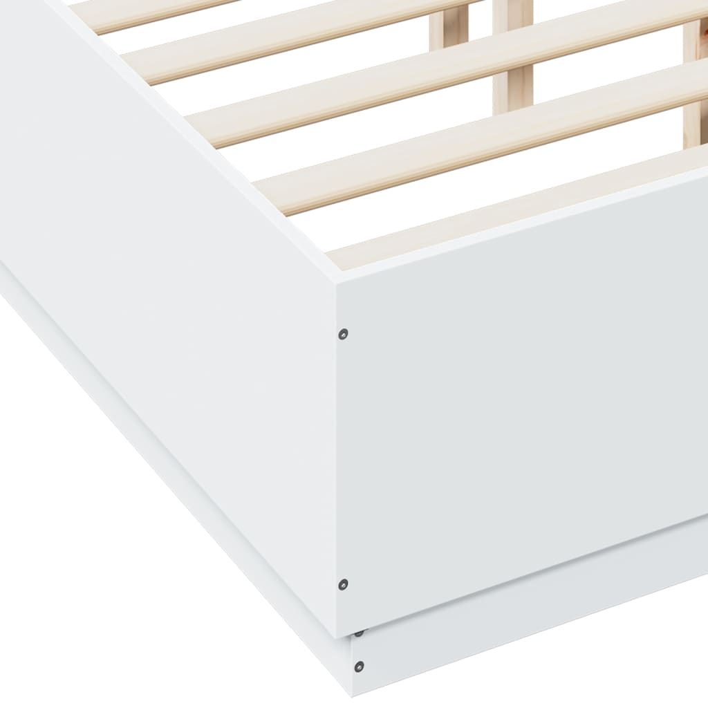 Giroletto con Luci LED Bianco 135x190 cm in Legno Multistrato