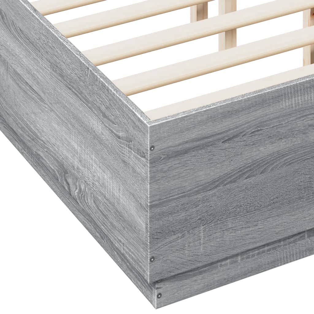 Giroletto Luci LED Grigio Sonoma 135x190 cm Legno Multistrato