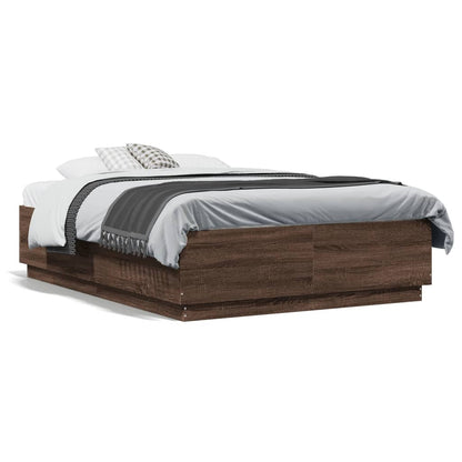 Giroletto Luci LED Rovere Marrone 135x190 cm Legno Multistrato | homemem39