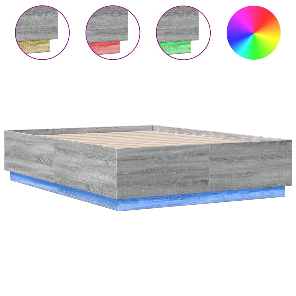 Giroletto Luci LED Grigio Sonoma 120x190 cm Legno Multistrato | homemem39