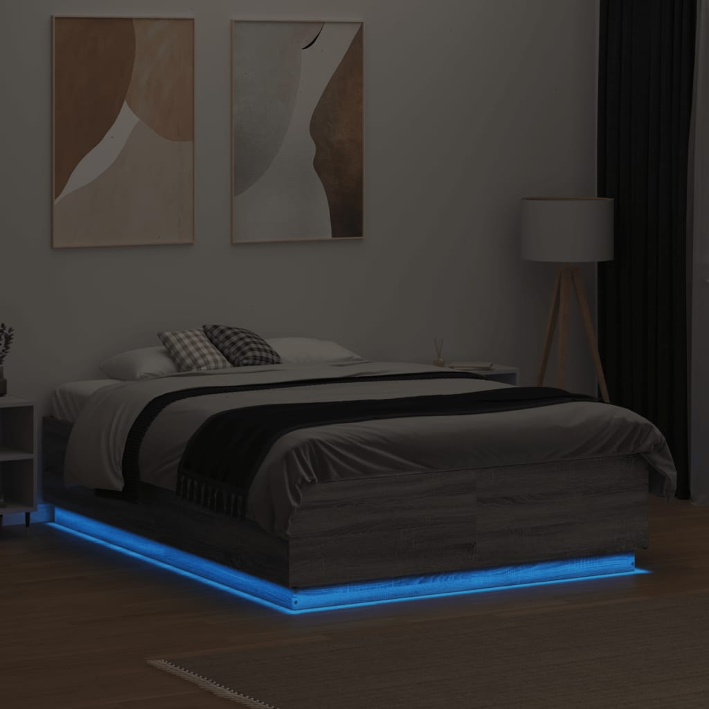 Giroletto Luci LED Grigio Sonoma 120x190 cm Legno Multistrato
