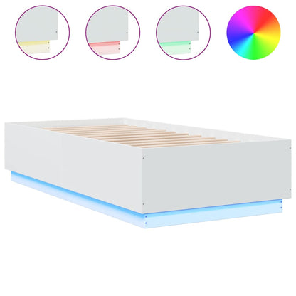 Giroletto con Luci LED Bianco 90x190 cm in Legno Multistrato | homemem39