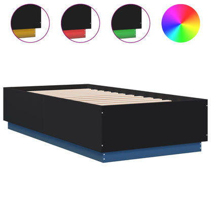 Giroletto con Luci LED Nero 90x190 cm in Legno Multistrato | homemem39