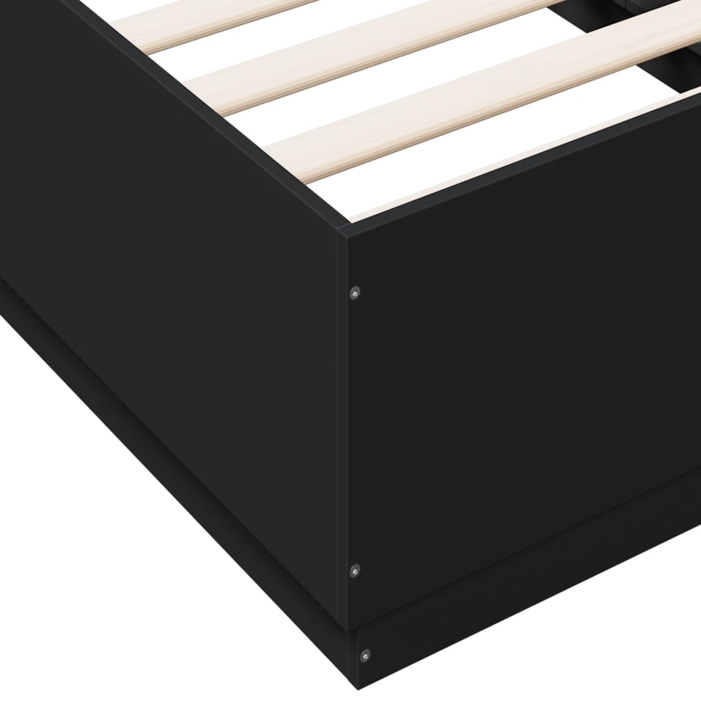 Giroletto con Luci LED Nero 90x190 cm in Legno Multistrato | homemem39