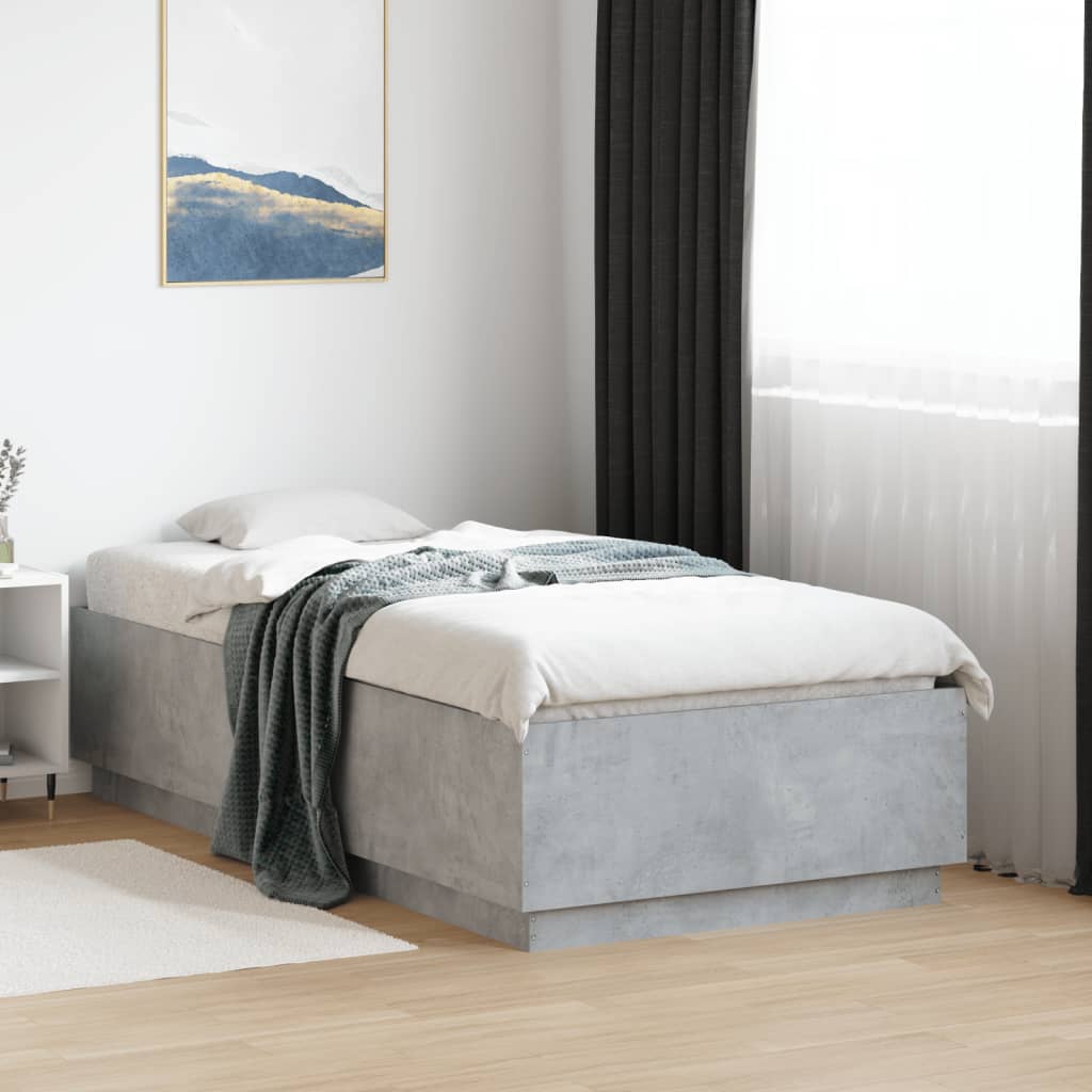 Giroletto Luci LED Grigio Cemento 90x190cm in Legno Multistrato | homemem39