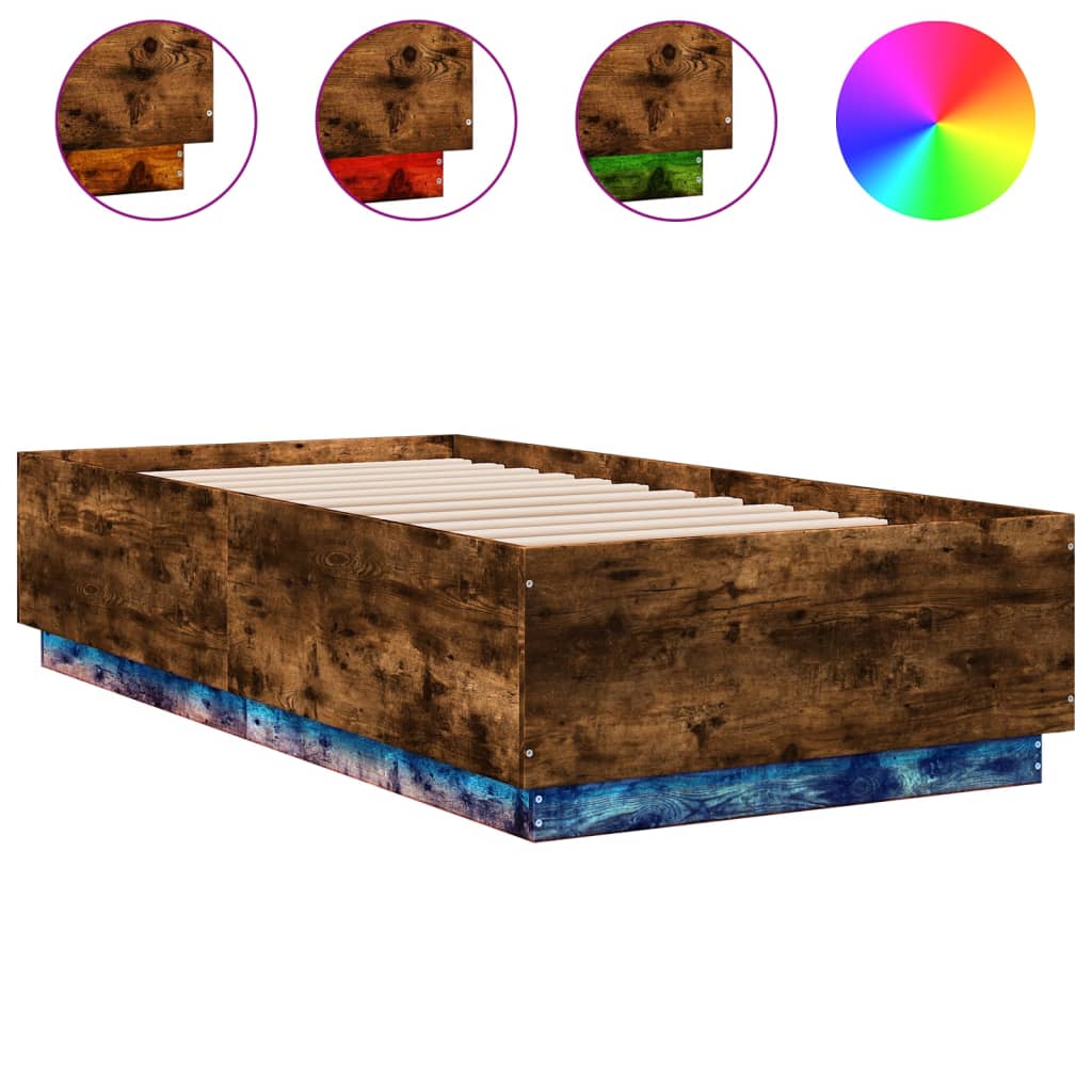 Giroletto Luci LED Rovere Fumo 90x190 cm in Legno Multistrato | homemem39