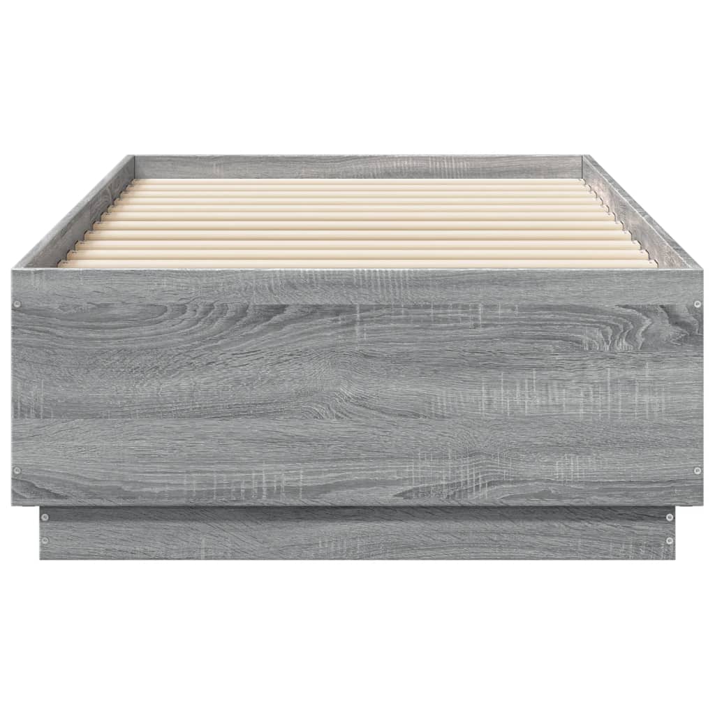 Giroletto Luci LED Grigio Sonoma 90x190 cm in Legno Multistrato