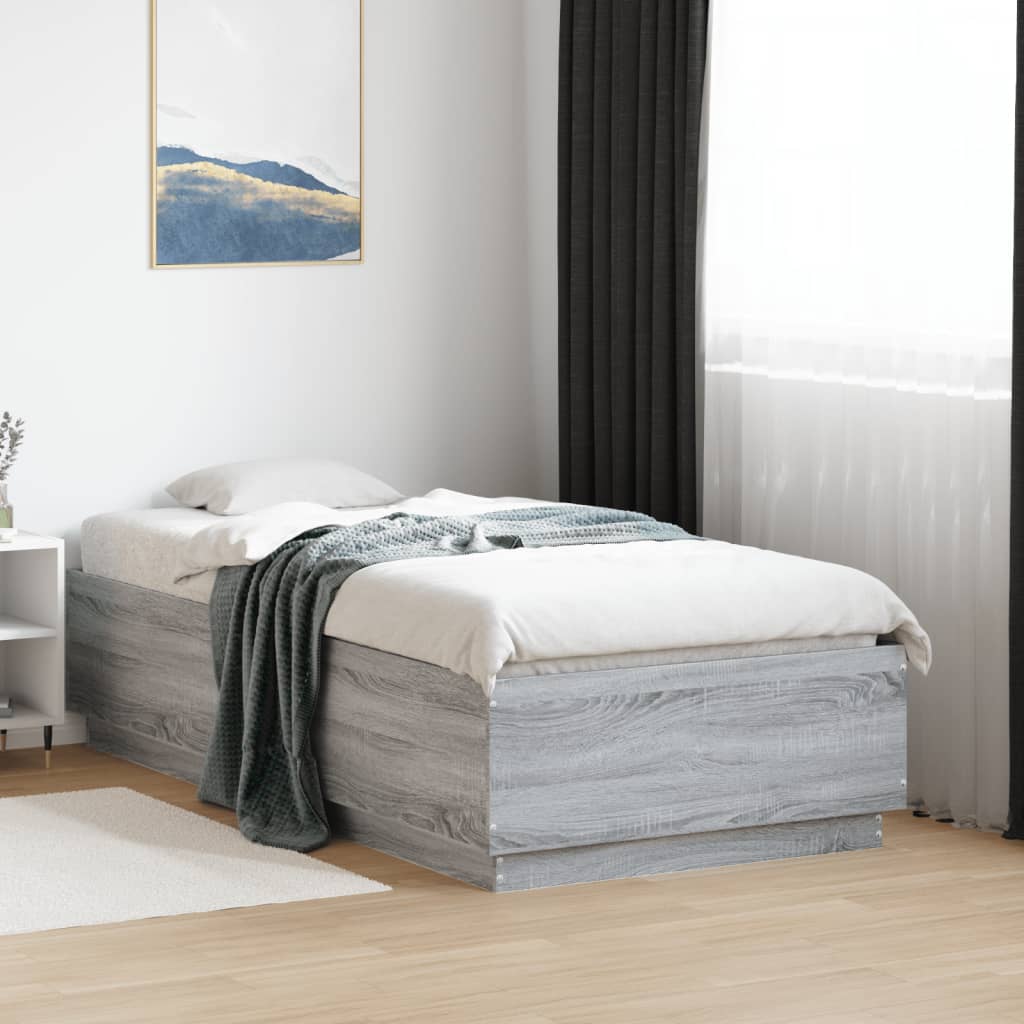 Giroletto Luci LED Grigio Sonoma 90x190 cm in Legno Multistrato | homemem39