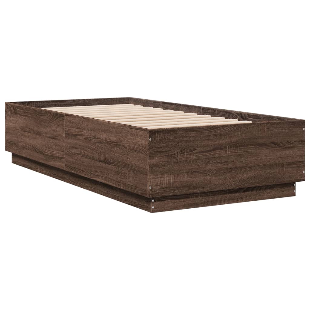Giroletto Luci LED Rovere Marrone 90x190cm in Legno Multistrato | homemem39