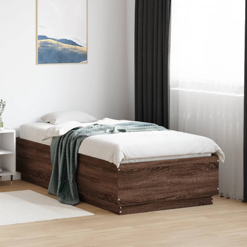 Giroletto Luci LED Rovere Marrone 90x190cm in Legno Multistrato | homemem39