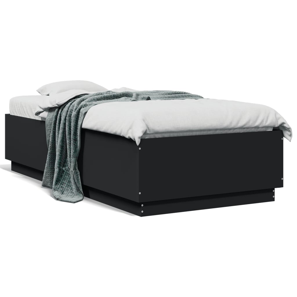 Giroletto con Luci LED Nero 75x190 cm in Legno Multistrato | homemem39