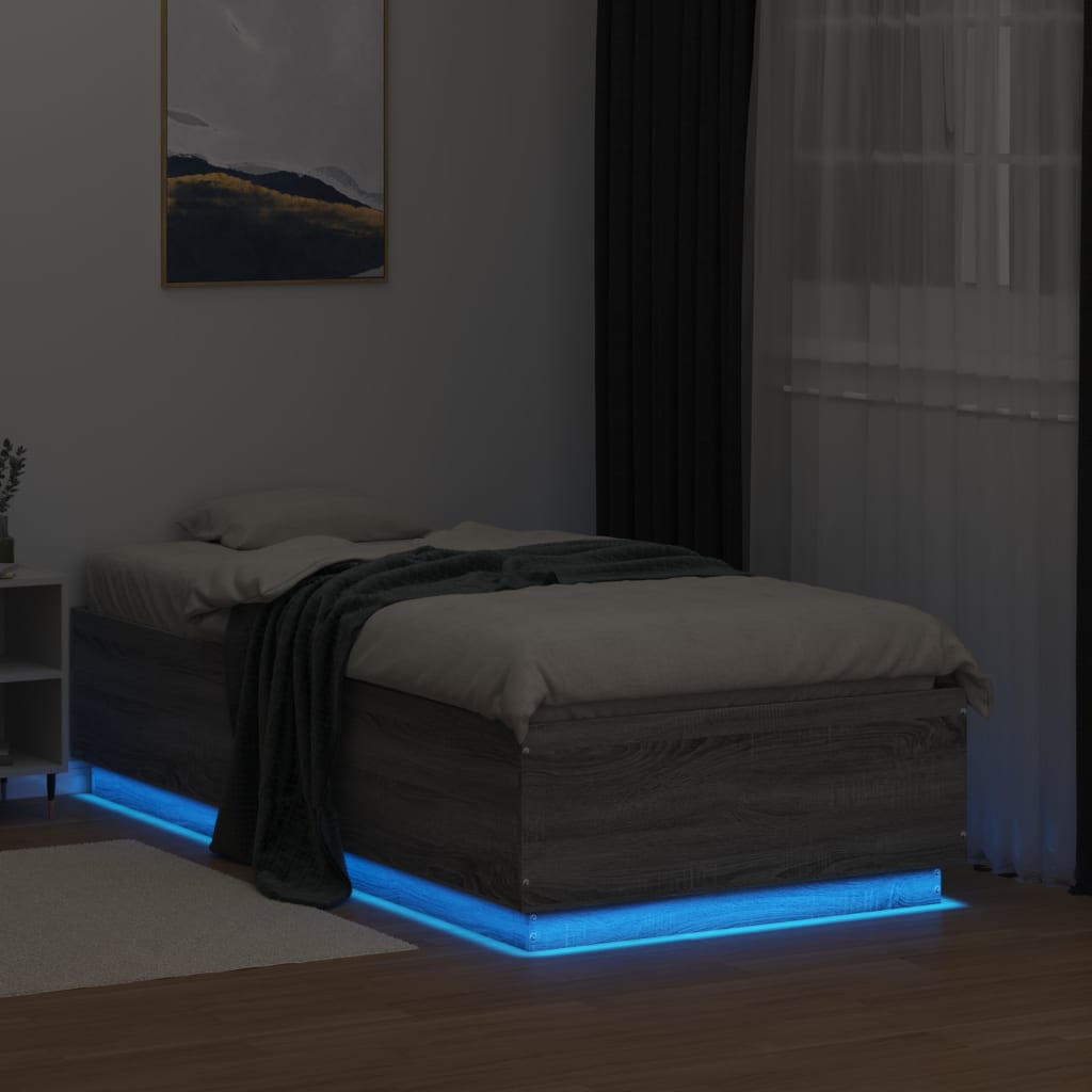 Giroletto Luci LED Grigio Sonoma 75x190 cm in Legno Multistrato
