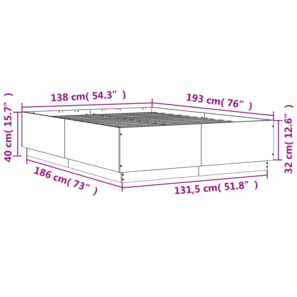 Giroletto Nero 135x190 cm in Legno Multistrato | homemem39