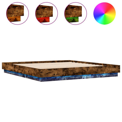 Giroletto con Luci LED Rovere Fumo 200x200 cm