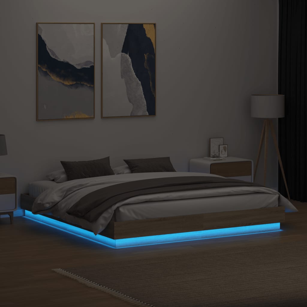 Giroletto con Luci LED Rovere Sonoma 180x200 cm
