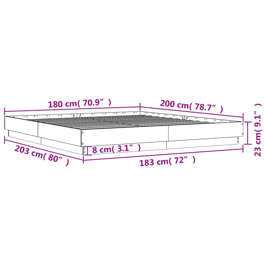 Giroletto Grigio Sonoma 180x200 cm in Legno Multistrato | homemem39
