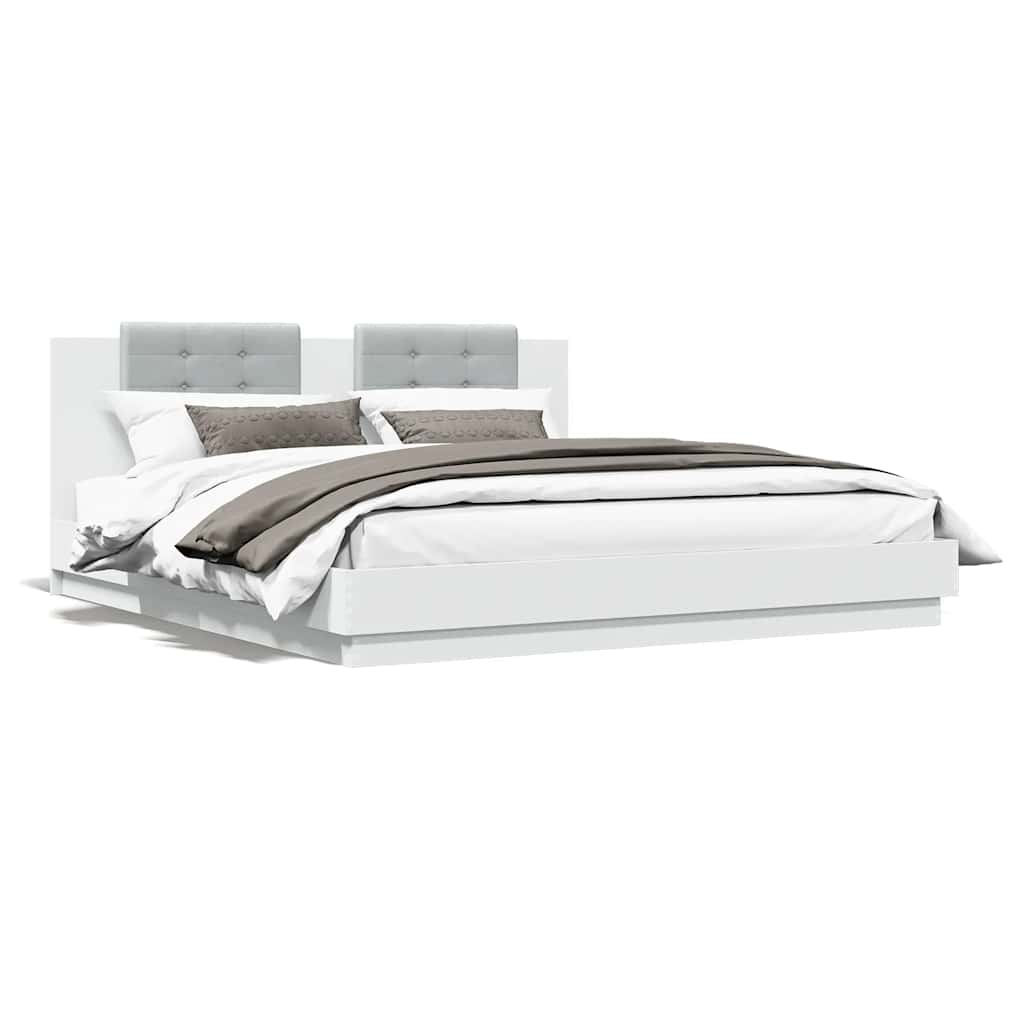 Giroletto con Testiera Bianco 160x200 cm in Legno Multistrato | homemem39