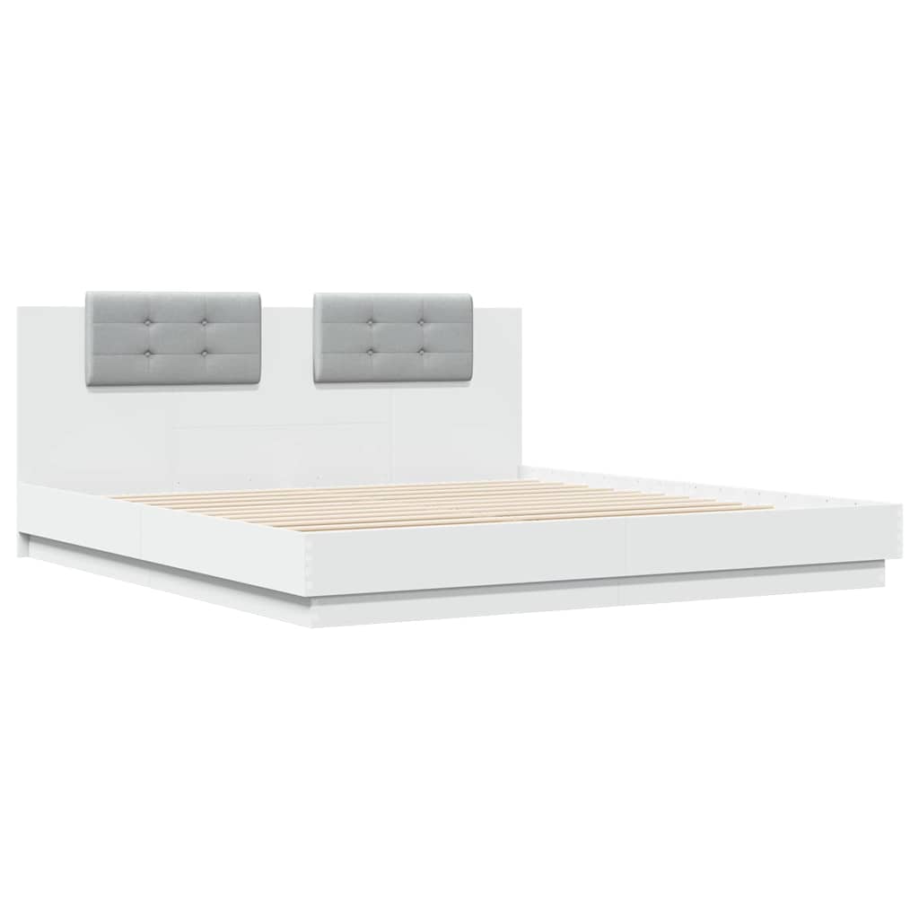 Giroletto con Testiera Bianco 160x200 cm in Legno Multistrato | homemem39